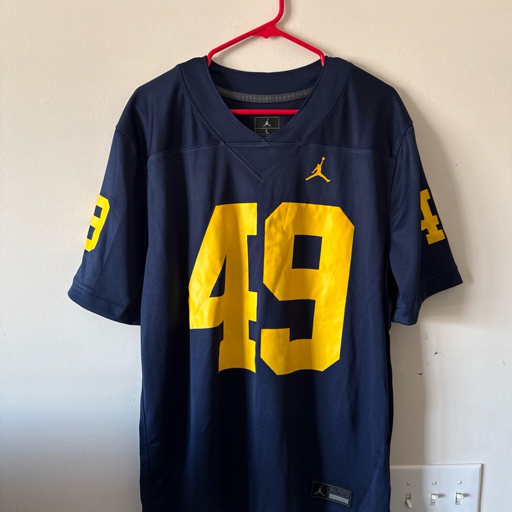 Men’s Jordan Adam Bazzi #49 Michigan Wolverines Football Jersey Sz L - Blue RARE